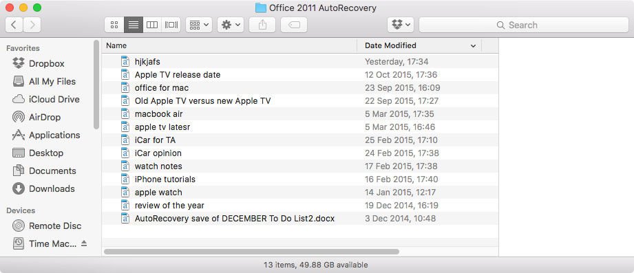 word 2016 for mac - how to recover a previous version